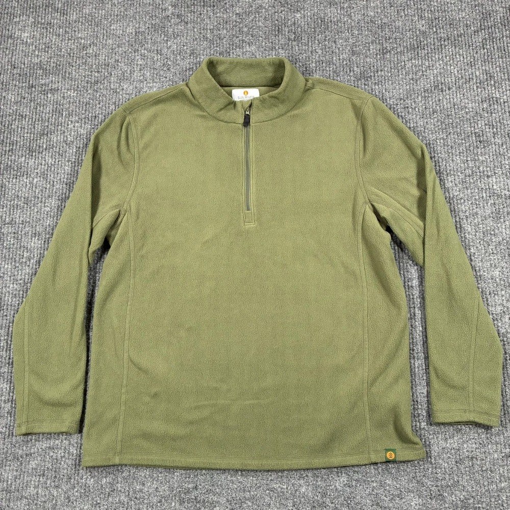 Sun River Clothing Co Mens Large Green Fleece Quarter Zip Pullover Jacket